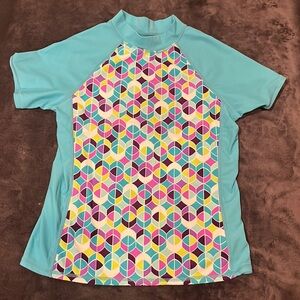 Lands End Girls Swim Shirt Rashguard Size Medium 10-12